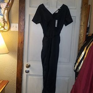 NWT Black satin jumpsuit